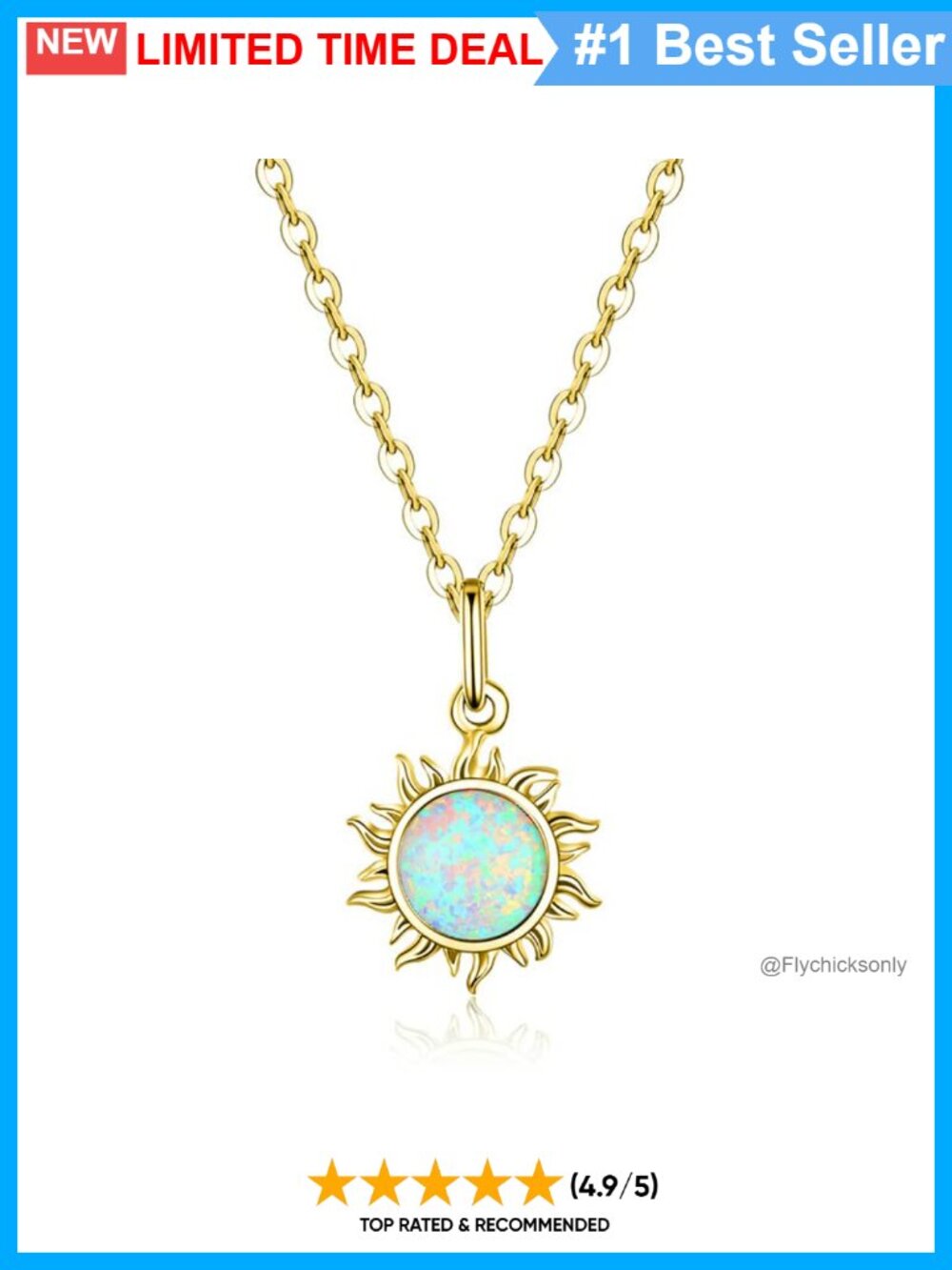 18k Gold Opal Sunflower Pendant Choker Necklace